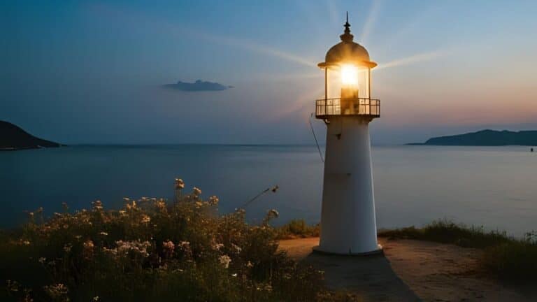 Imagen de farol encendido en el mar que representa ser feliz a pesar de las circunstancias y tener paz en medio de las pruebas